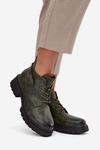 Low Insulated Women's Boots On Block Heel With Decorative Strap Dark Green Therisse