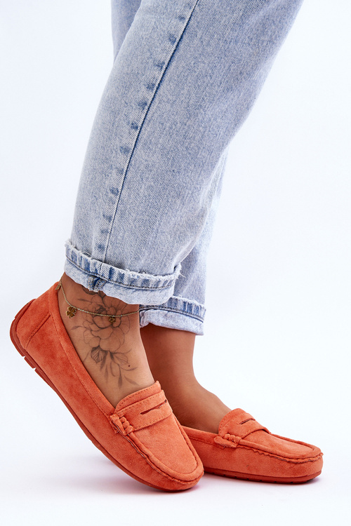 Women's Suede Moccasins Orange Lenvie