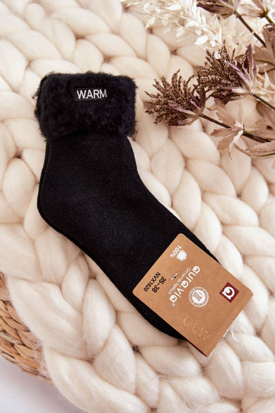Skarpetki Damskie Ocieplane Czarne Warm