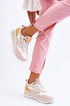 Fashionable Leather Sports Shoes White and Beige Roen