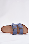 Women's sandals on cork platform with buckles blue Evisolla