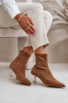 Women's Stiletto Boots Eco Suede With Pointed Toes Camel Irithare
