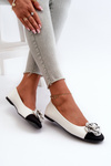 Women's Eco Leather Ballerina Flats with Decorative Detail White Divinella