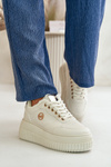 Damskie Buty Sportowe Sneakersy Masywna Podeszwa Beżowe Ardiela