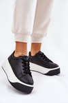 Sneakers On Massive Platform Smooth Black Tirvanis