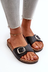 Women's Platform Sandals with Buckle Black Moaxi