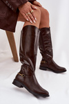 Insulated Women's Boots With Flat Heel And Decorative Detail Chocolate Renaya