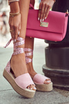 Suede Wedge Sandals Pink Livia
