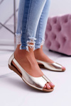 Baleriny Damskie Peep Toe Złote Ereli 