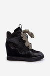 Women's Wedge Sneakers Black Leoppa