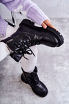 Women's Lace-up Snow Boots GOE KK2N4017 Black