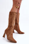 Suede Boots On Heel Brown Adrolio