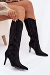 Women's high heel cowboy boots made of eco suede black Belonia