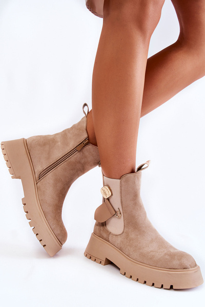 Suede Warm Boots Workers Dark beige Magnis