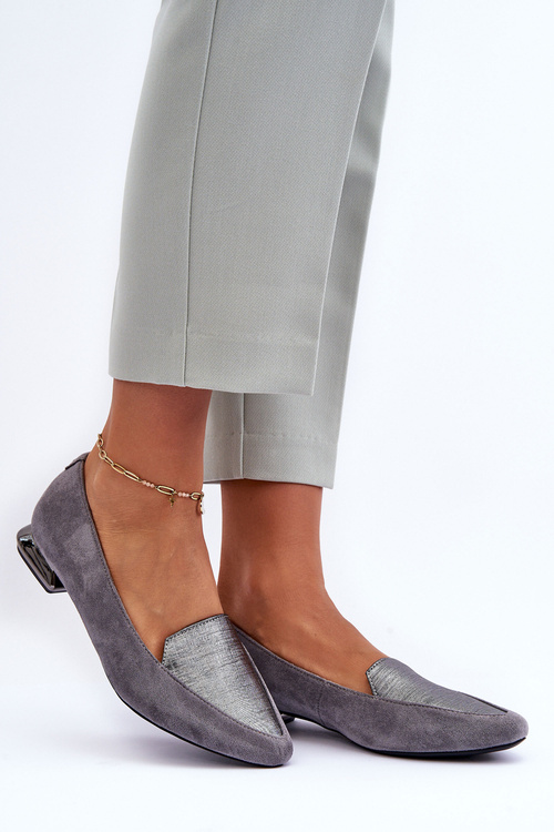 Suede Ballet Flats On A Flat Heel Gray Loxes