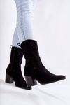 Women's Suede Boots With Cowboy Boots Black Ariane