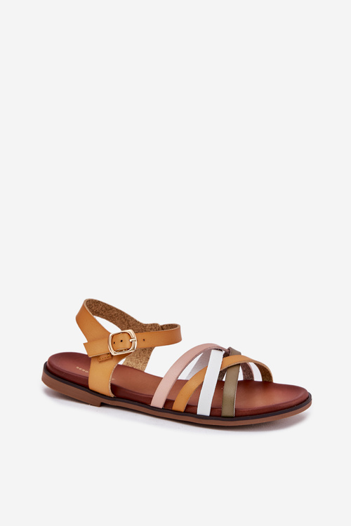 Sandały Damskie Przeplatające Się Paski Żółte Sergio Leone SK090H