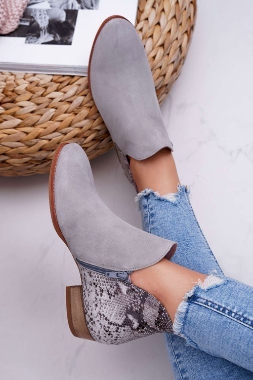 Women's Leather Boots Maciejka Grey 04091-03