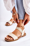 Women's Classic Sandals On A Flat Heel Beige Catis