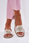Ladies Sandals On Flat Heel With Decorative Detail S.Barski KV51-080 Silver