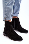 Women's Suede Boots with Zipper Black Nicole 2829
