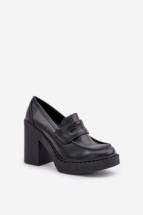 Pumps On Chunky Heel Made Of Eco Leather Black Eminza