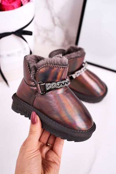 Children's Snow Boots With Fur Petrol Grey Princess