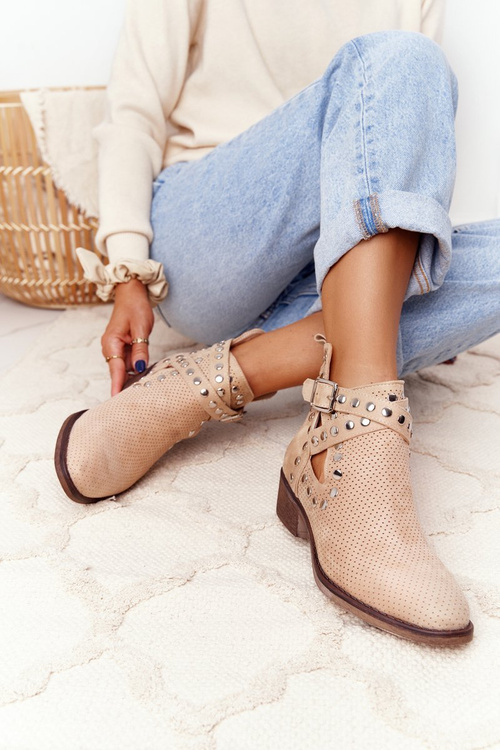 Openwork Boots With Jets Beige Dakota