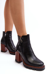Women's Leather Boots on Heel Black Brittney