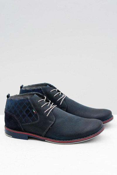 Navy Blue Men's Leather Graziano Half Boots