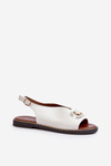 Women's Flat Heeled Sandals with White Ornament Loraeleh