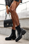 Leather Ankle Boots On Massive Flat Heel Black Keva