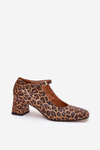 Leather Heels On A Heel In Leopard Print Laura Messi 2936 Brown