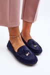 Women's Navy Classic Suede Moccasins Ontala