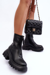 Women's Boots on a Chunky Platform with a Zipper Black Kusma 