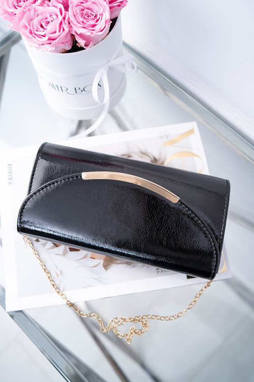 Women's Black Lacquered Clutch Handbag