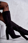 Classic Suede Heel Boots Schwarz Tressa