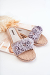 Women's Slippers With Material Flowers Grey Susana