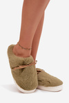 Furry slippers with bow green Minella