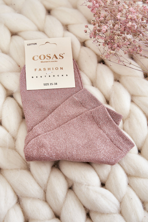 Women's Cotton Socks With Shiny Thread Cosas Pink