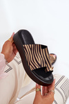 Ladies Sandals On Platform And Low Wedge With Decorative Detail Zebra Black-Beige Saqesse