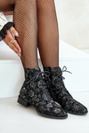 Suede Patterned Ankle Boots With Flat Heel Maciejka 06391-01 Black