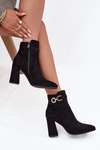 Eko Suede Ankle Boots With Heel With Decoration Black Lymall