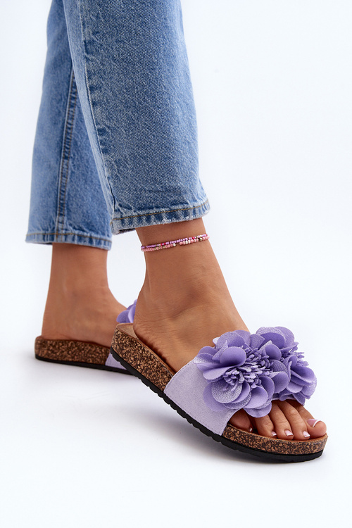 Women's Purple Flower Slides Lulania