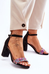 Fashionable Sandals With Stones High Heels Black Love Me