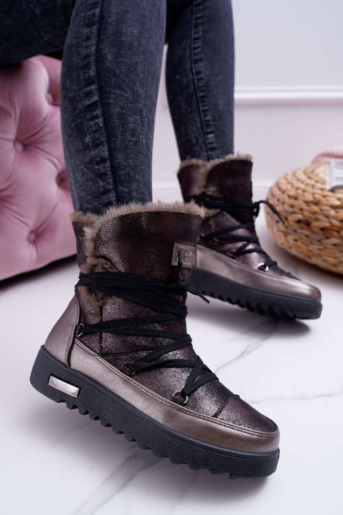 Women's Fleece Warmed Snow Boots Dark Grey Fereni