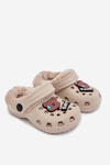 Foam Kids Slippers Lined with Fur and Buckles Khaki Cerelle