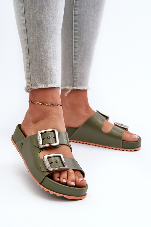 Klapki Damskie Gładkie Ciemnozielone ZAXY NN285057