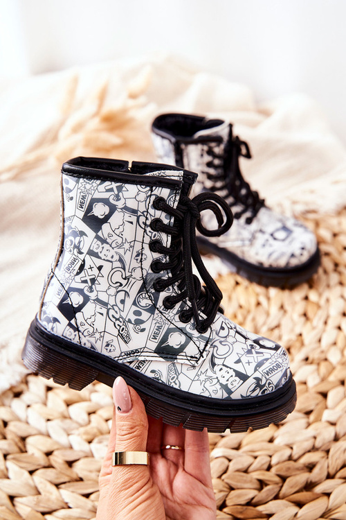 Children's Boots Warm With Zipper Black and White Tiptop