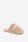 Women’s Furry Slippers With Bear And Decorative Elements Beige Innalise